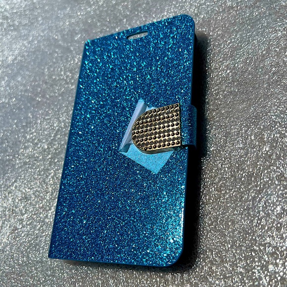 Blue Glitter Smooth Glossy Golden Sparkle Case for G3 Phone Folding Case Pretty - Picture 3 of 10